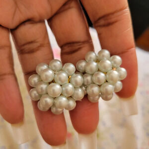 Vintage Beaded Cluster Earrings / Pastel Blue / 60s/70s